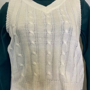 Classic White Cable Knit Sweater Vest